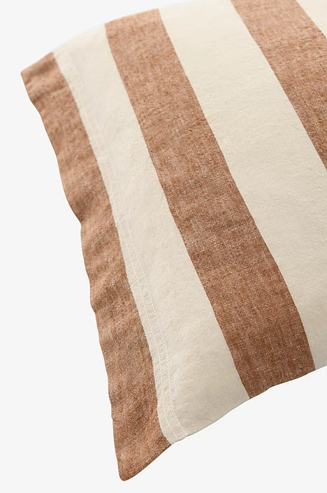 Candice Blockstripe rúmföt, Kanilbrún/Beige - 150x210 cm