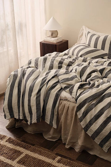 Candice Blockstripe rúmföt, Grá/Beige - 150x210 cm