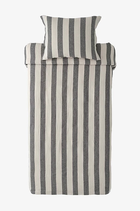 Candice Blockstripe rúmföt, Grá/Beige - 150x210 cm