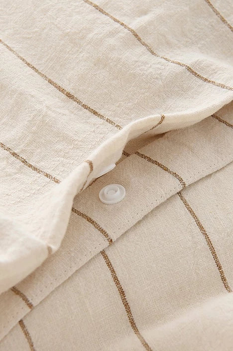 Elly rúmföt (tvöföld)- Thin stripe, beige með brons röndum