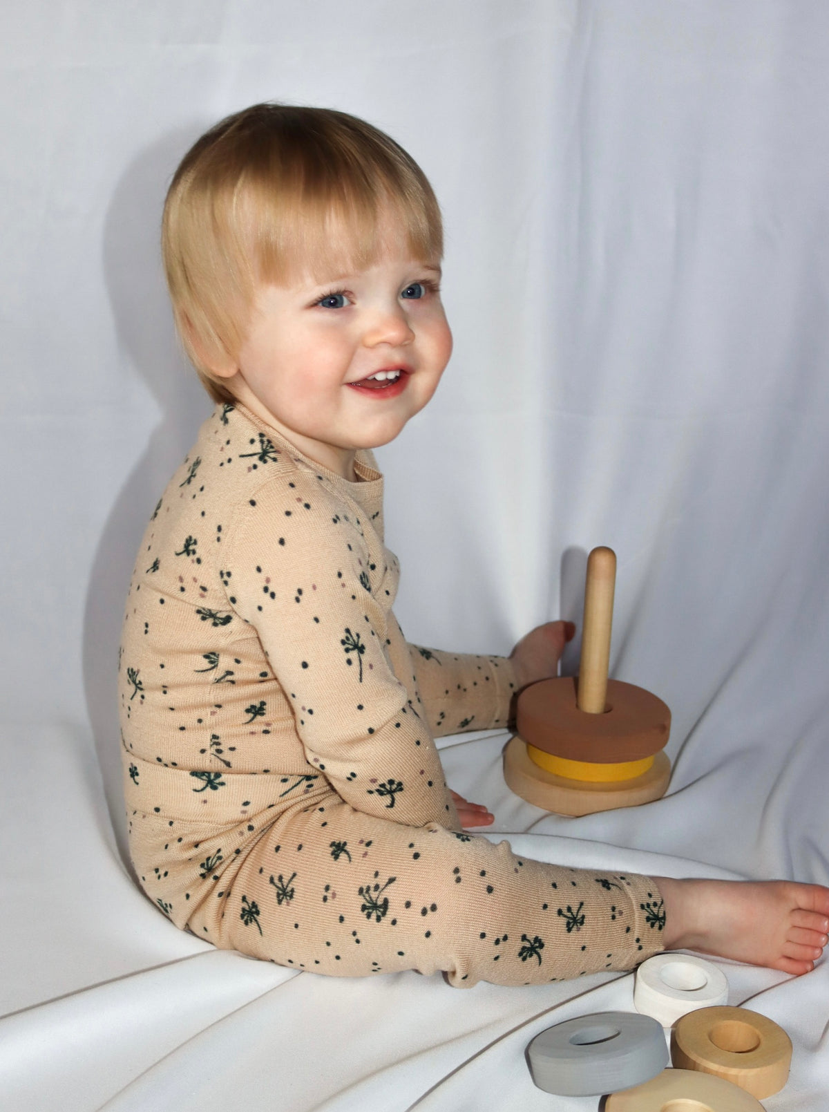 Ullar Leggings Mynstraðar - Hay