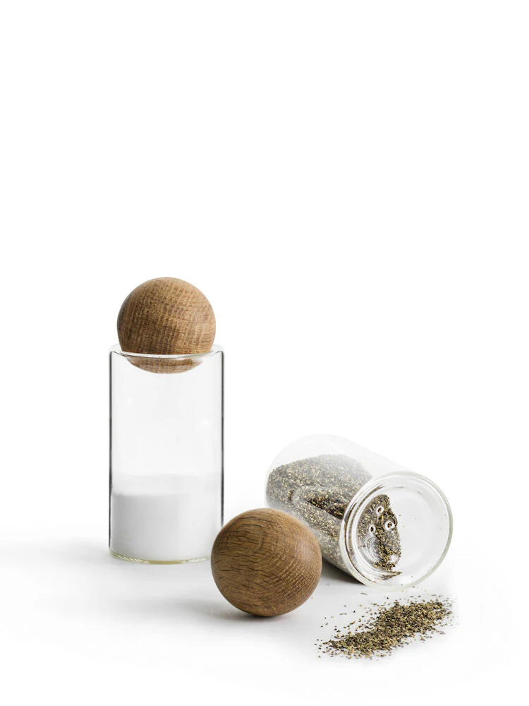 Nature salt- og piparsett með eikar tré tappa