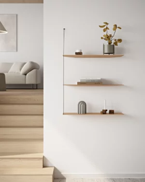 Stedge Vegghilla (3 hillur) - Hvíttuð Eik 80cm