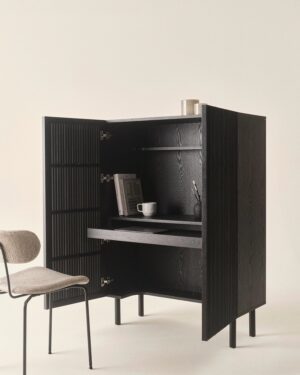 Sion Skrifborð/Skápur - Svartur askur