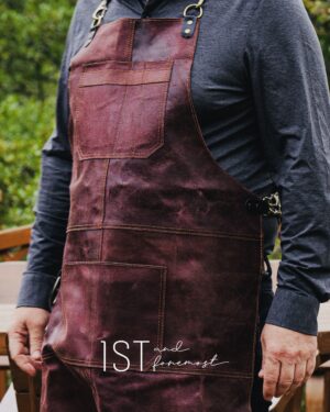 Leðursvuntan- Rauðbrún