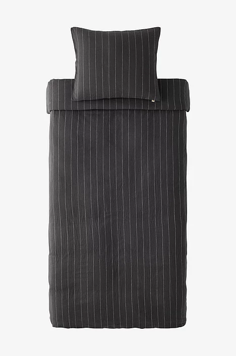 Elly rúmföt (einföld)- Thin stripe, öskugrátt með kremuðum röndum - Image 4