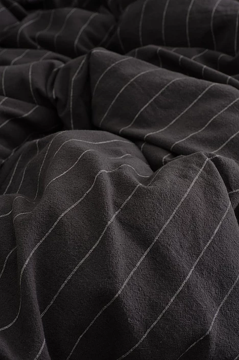 Elly rúmföt (einföld)- Thin stripe, öskugrátt með kremuðum röndum - Image 2