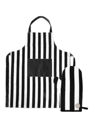 Aron svunta og ofnhanski- svart/beige